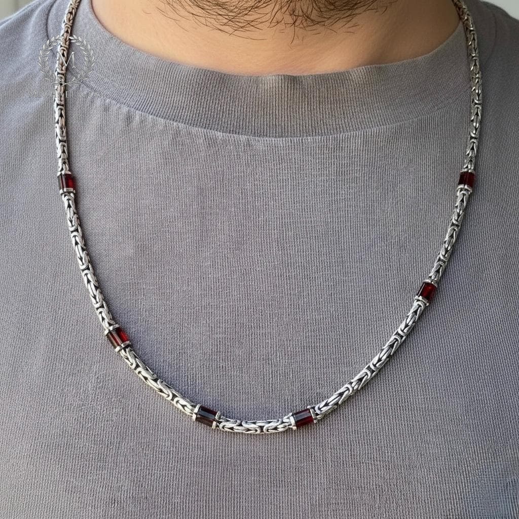 Michael925 Altın Kaplama Yakut Taşlı King Zincir Erkek 3