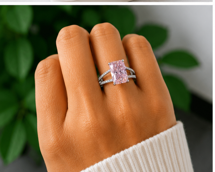 Labgrown pembe pırlanta yüzük 925 ayar gümüş 3