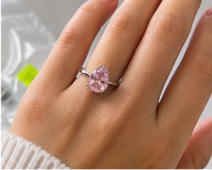 Labgrown pembe pırlanta yüzük 925 ayar gümüş 2